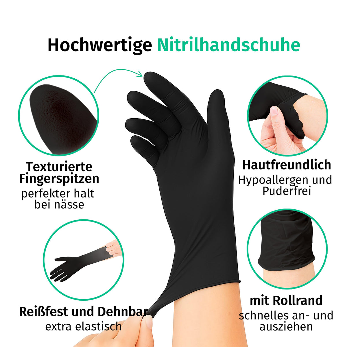 SF Nitrilhandschuhe S Schwarz – 200 Stück Einweghandschuhe, latexfrei