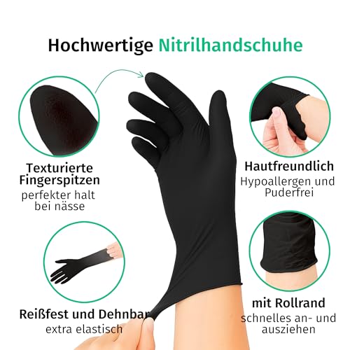 SF Nitrilhandschuhe S Schwarz – 200 Stück Einweghandschuhe, latexfrei