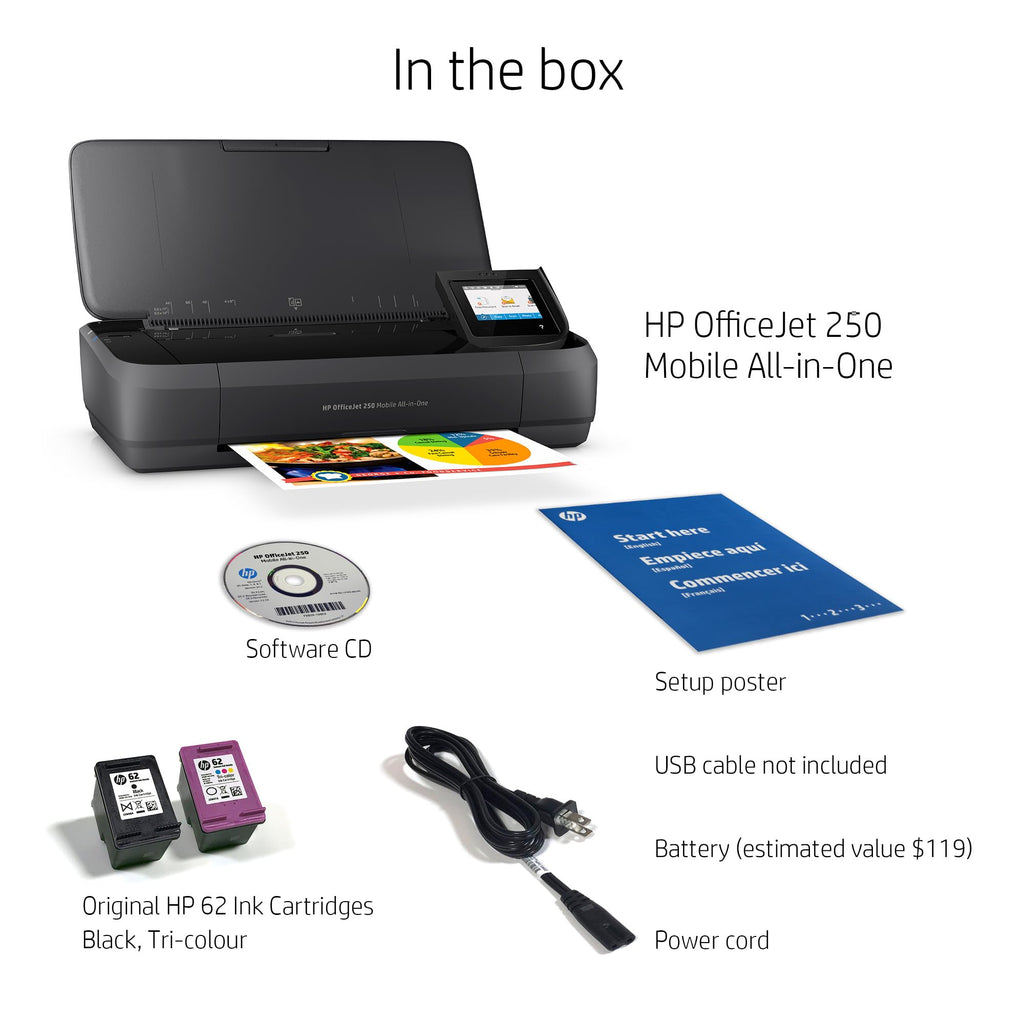 HP Officejet 250 Mobile Aio Tintenstrahldrucker A4 WiFi schwarz – Multifunktionsgerät Tintenstrahldrucker Thermo, 600 x 600 DPI, 600 x 600 DPI, A4, 216 x 356 mm, Farbe
