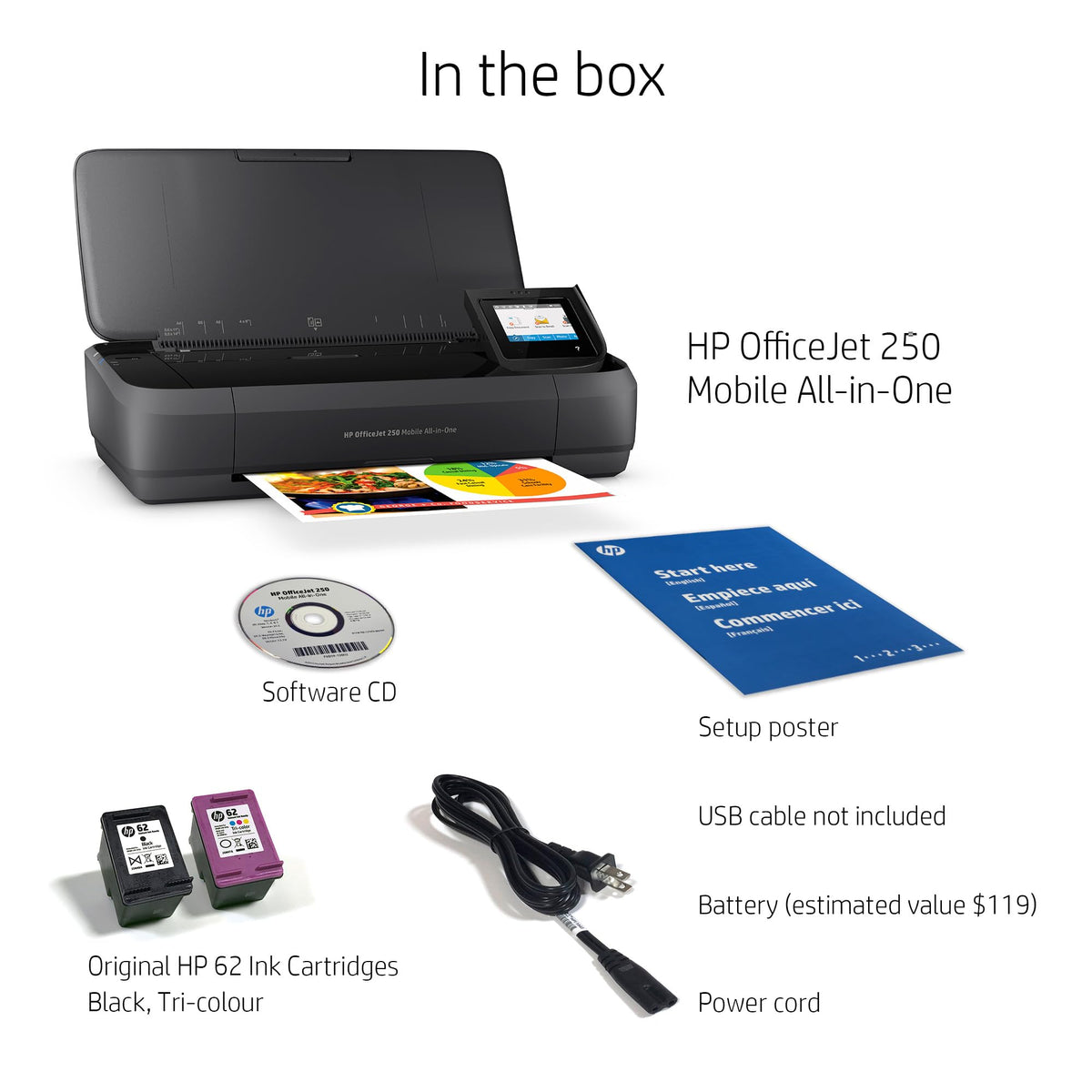 HP Officejet 250 Mobile Aio Tintenstrahldrucker A4 WiFi schwarz – Multifunktionsgerät Tintenstrahldrucker Thermo, 600 x 600 DPI, 600 x 600 DPI, A4, 216 x 356 mm, Farbe