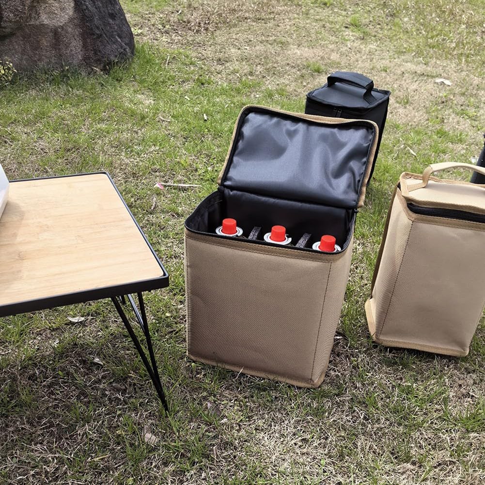 Tragbare Gasflaschen Tasche aus strapazierfähigem Oxfürdstoff für Camping Kocher Zubehör, Organizer mit separaten Fächern, 24 x 22 x 16 cm, 152 g