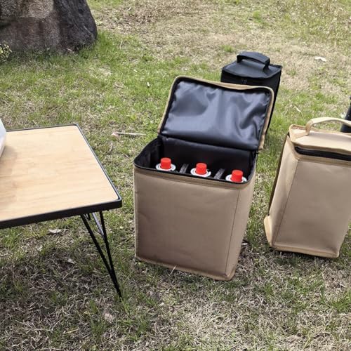 Tragbare Gasflaschen Tasche aus strapazierfähigem Oxfürdstoff für Camping Kocher Zubehör, Organizer mit separaten Fächern, 24 x 22 x 16 cm, 152 g