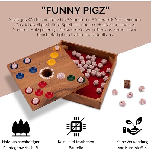 LOGOPLAY Funny Pigz – Schweinchenspiel aus 100% FSC-zertifiziertem Holz
