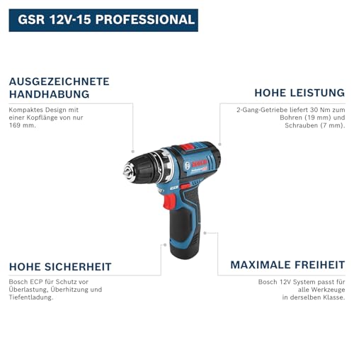 Bosch Professional 12V System perceuse-visseuse sans-fil GSR 12V-15 (sans batterie ni chargeur) Battery Powered