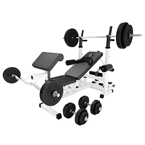 GORILLA SPORTS® Hantelbank mit Gewichten, 40/70/100 kg, 170 cm Hantelstange