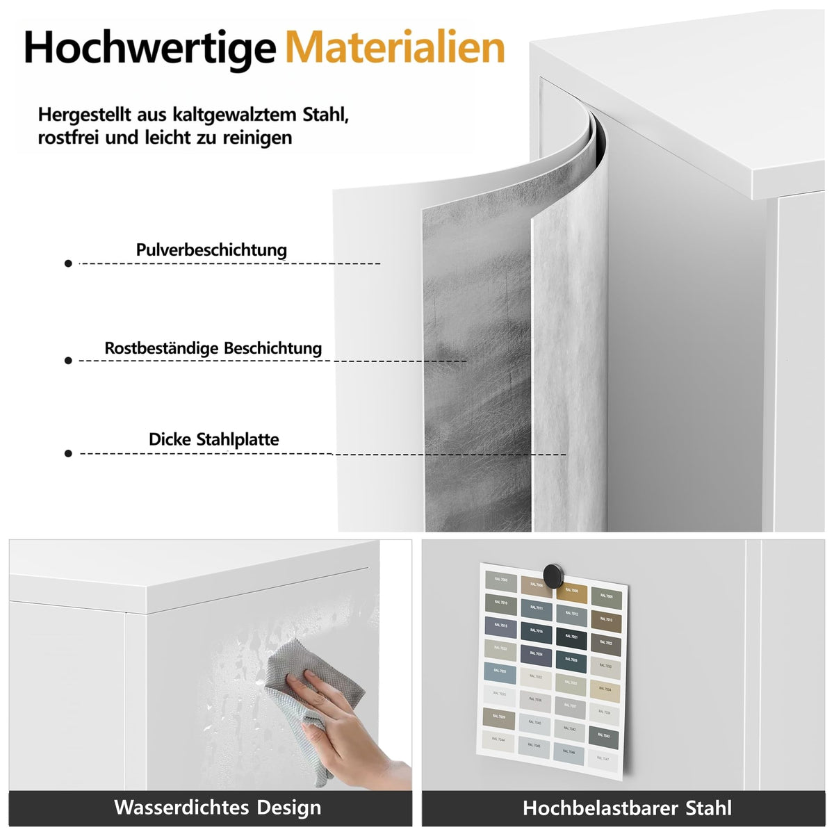 Aktenschrank, Mehrzweckschrank, Schrank abschließbar, Weiß, 90 * 80 * 40cm