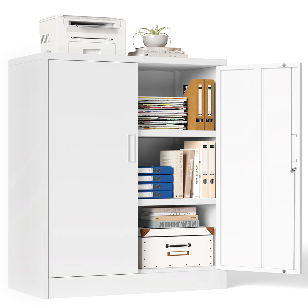 Aktenschrank, Mehrzweckschrank, Schrank abschließbar, Weiß, 90 * 80 * 40cm