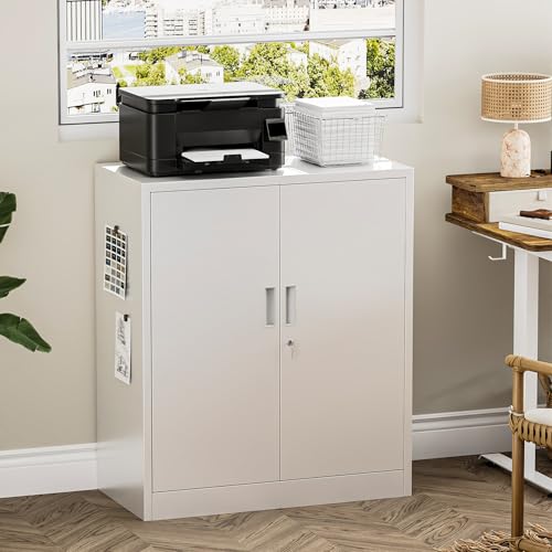 Aktenschrank, Mehrzweckschrank, Schrank abschließbar, Weiß, 90 * 80 * 40cm