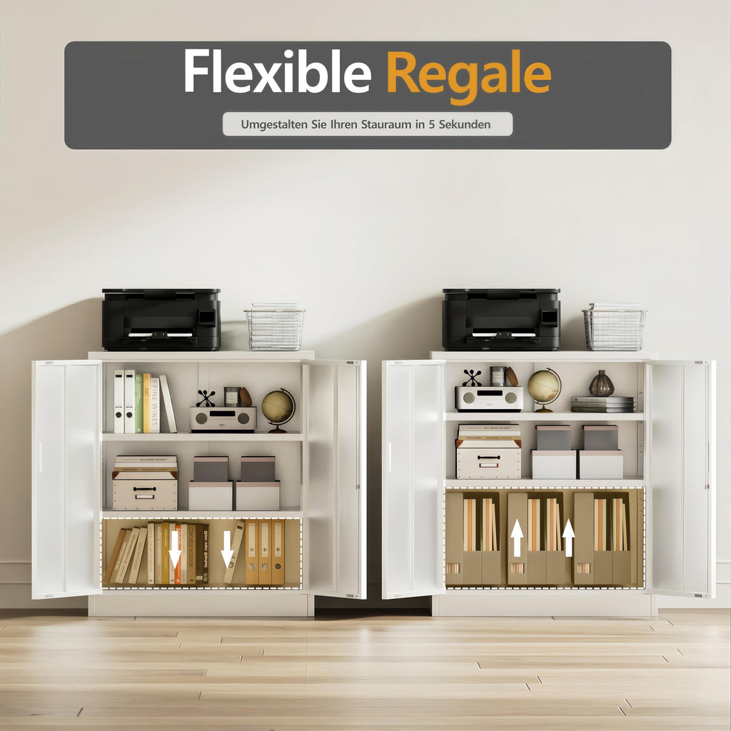 Aktenschrank, Mehrzweckschrank, Schrank abschließbar, Weiß, 90 * 80 * 40cm