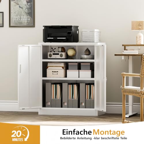 Aktenschrank, Mehrzweckschrank, Schrank abschließbar, Weiß, 90 * 80 * 40cm