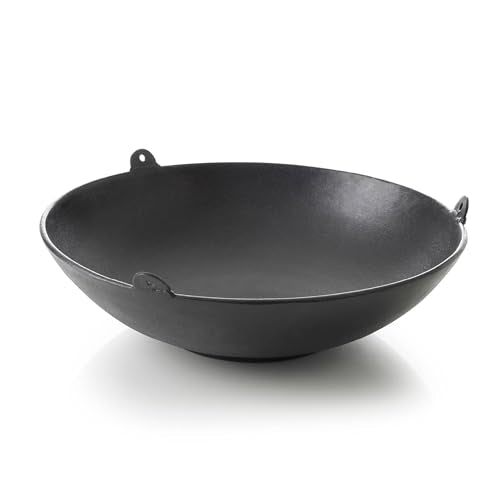 Barbecook Junko Gusseisen Wok zum Befestigen am Schwenkgrill, schwarz, rund, 37 cm