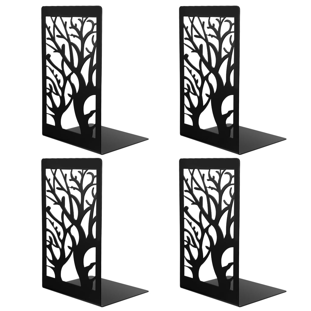2 Parr/4 Stück Buchstützen Metall Schwarz, Bücherhalter für Regal Bücherstützen, Buchhalter Regal, CD Book Holder Shelf Bücherstopper für Büro Zuhause Schule Bookends(12 x 16 x 9.5 cm)