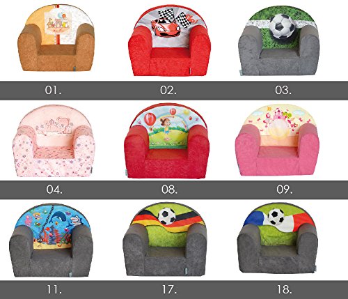 FORTISLINE Kindersessel MINI 40 x 39 x 33 cm - Kinderzimmer Sessel aus Mikrofaser mit Schaumstofffüllung, abnehmbarem waschbarem Bezug, Oeko-TEX, handgefertigt in der EU