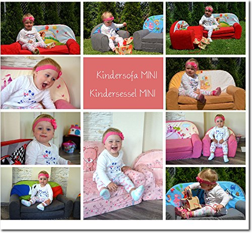 FORTISLINE Kindersessel MINI 40 x 39 x 33 cm - Kinderzimmer Sessel aus Mikrofaser mit Schaumstofffüllung, abnehmbarem waschbarem Bezug, Oeko-TEX, handgefertigt in der EU