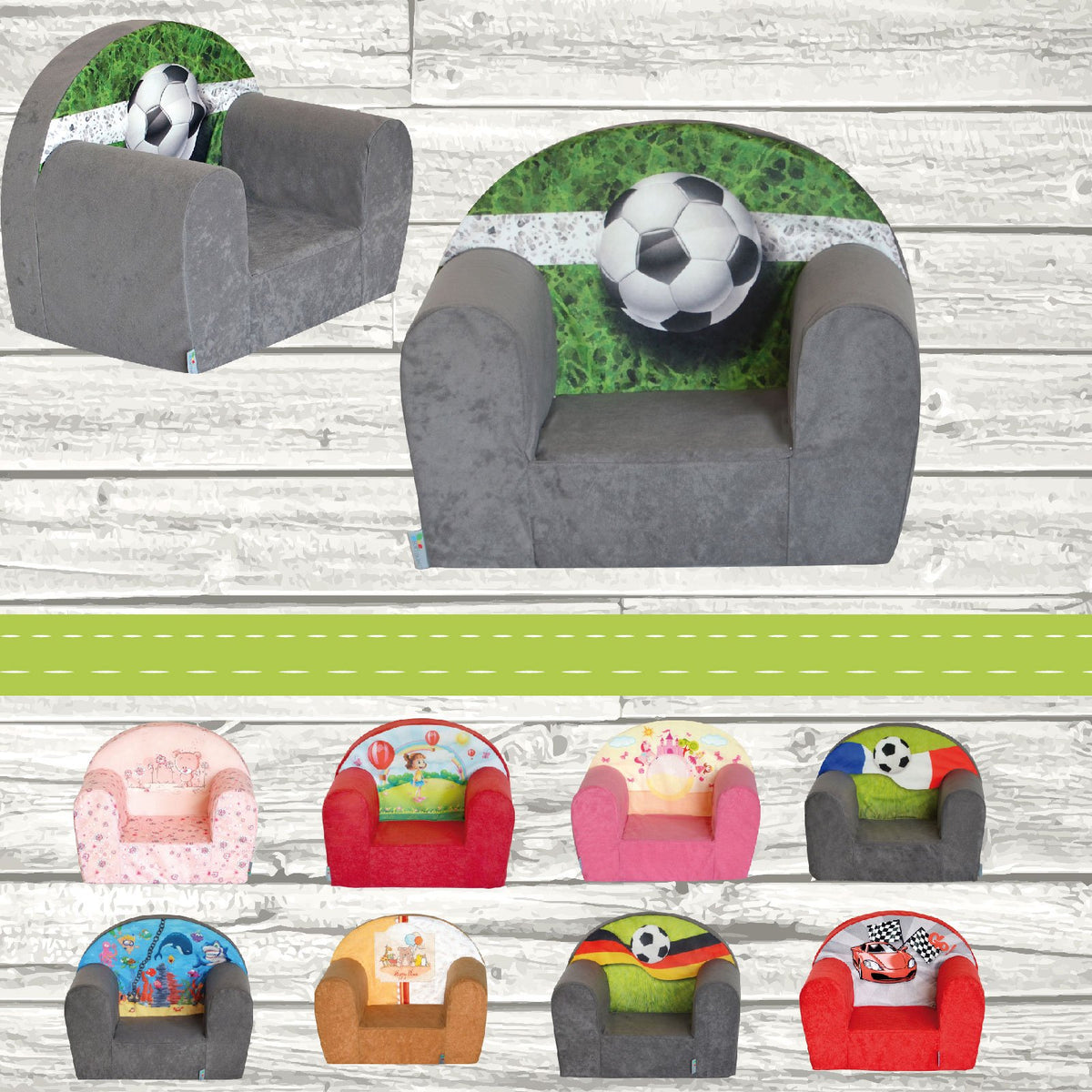 FORTISLINE Kindersessel MINI 40 x 39 x 33 cm - Kinderzimmer Sessel aus Mikrofaser mit Schaumstofffüllung, abnehmbarem waschbarem Bezug, Oeko-TEX, handgefertigt in der EU