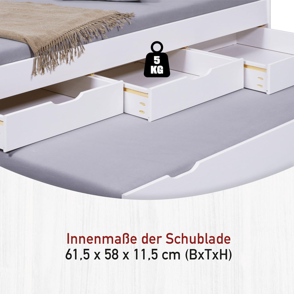 Inter Link Funktionsbett Stauraum Schubladen Massivholz Lattenrost 90x200cm