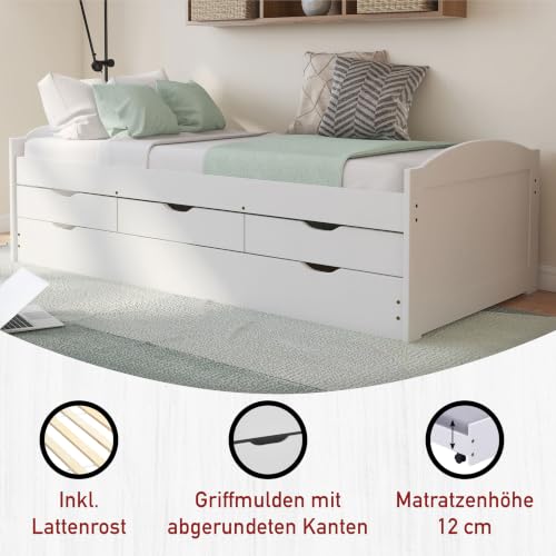 Inter Link Funktionsbett Stauraum Schubladen Massivholz Lattenrost 90x200cm