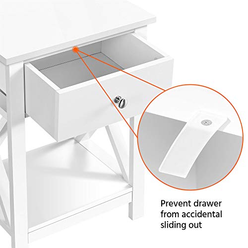 Yaheetech Nachttisch, Beistelltisch mit Schublade und Ablage, Wohnzimmer, Schlafzimmer, einfacher Aufbau, platzsparend, Nordisch-Design, Weiß