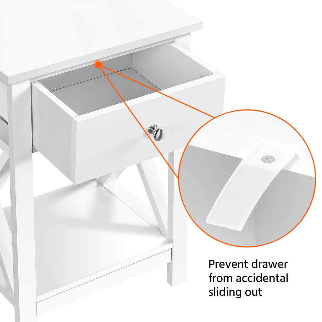 Yaheetech Nachttisch, Beistelltisch mit Schublade und Ablage, Wohnzimmer, Schlafzimmer, einfacher Aufbau, platzsparend, Nordisch-Design, Weiß