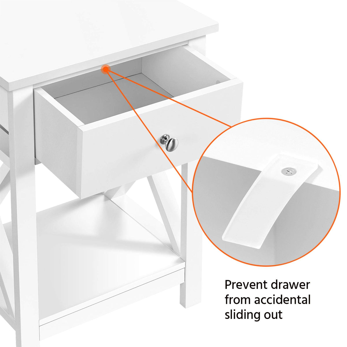Yaheetech Nachttisch, Beistelltisch mit Schublade und Ablage, Wohnzimmer, Schlafzimmer, einfacher Aufbau, platzsparend, Nordisch-Design, Weiß