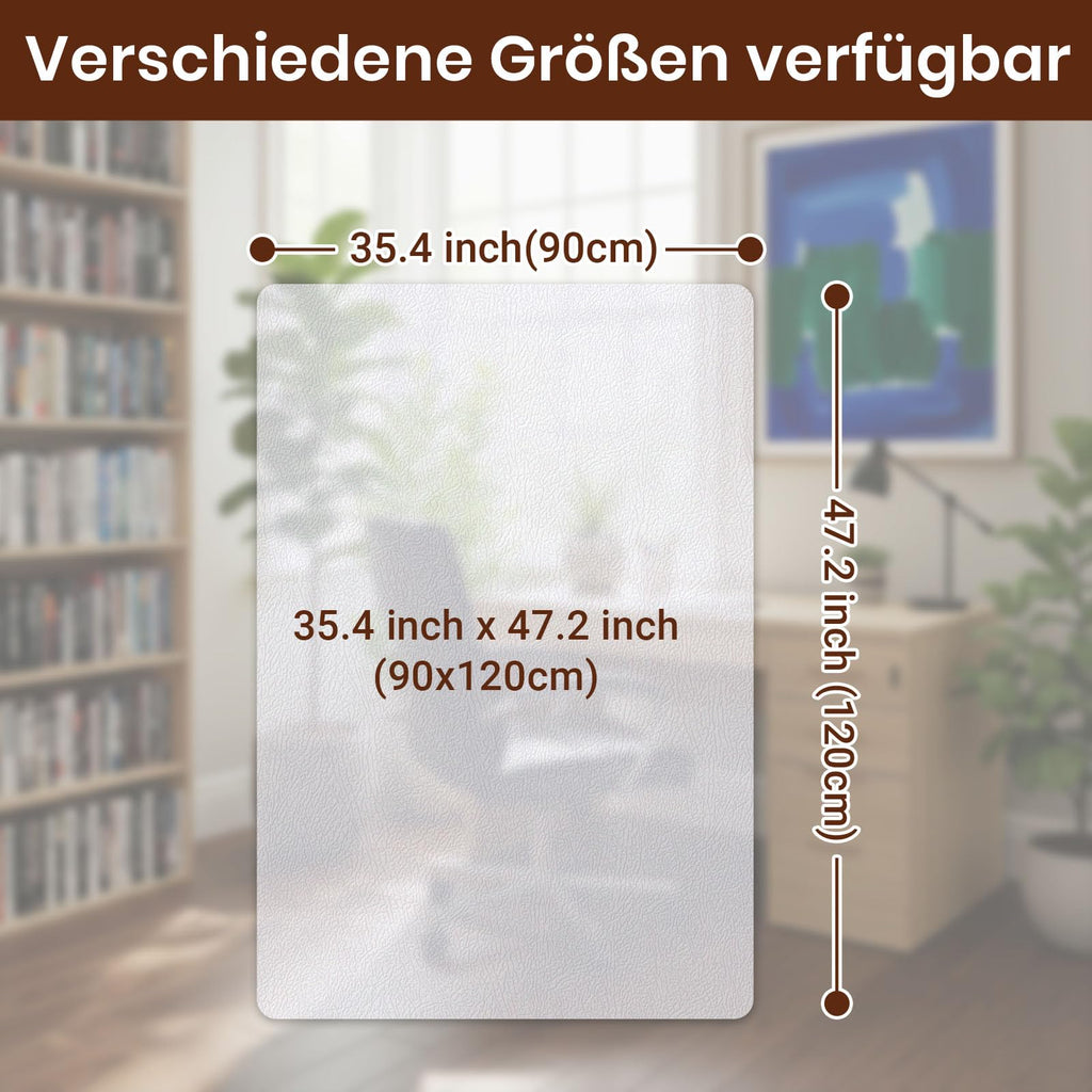 COSYLAND Bodenschutzmatte Bürostuhl Transparent 90x120 cm – rutschfeste Unterlage für Hartboden, Schreibtischstuhl Unterlage klar, Nicht für Teppich geeignet