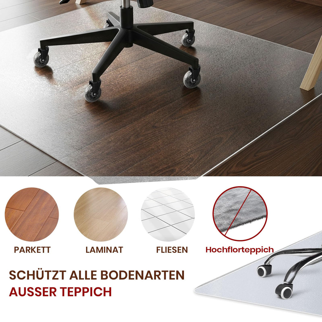 COSYLAND Bodenschutzmatte Bürostuhl Transparent 90x120 cm – rutschfeste Unterlage für Hartboden, Schreibtischstuhl Unterlage klar, Nicht für Teppich geeignet