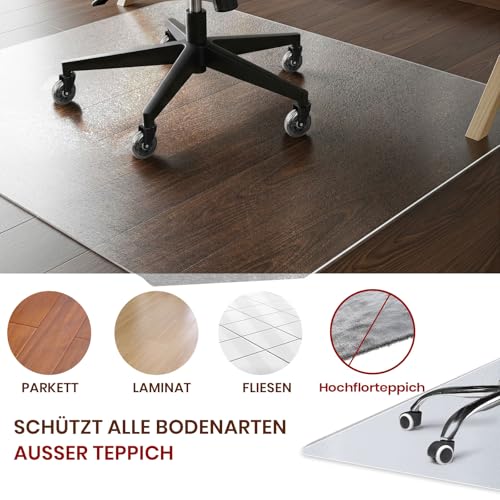 COSYLAND Bodenschutzmatte Bürostuhl Transparent 90x120 cm – rutschfeste Unterlage für Hartboden, Schreibtischstuhl Unterlage klar, Nicht für Teppich geeignet