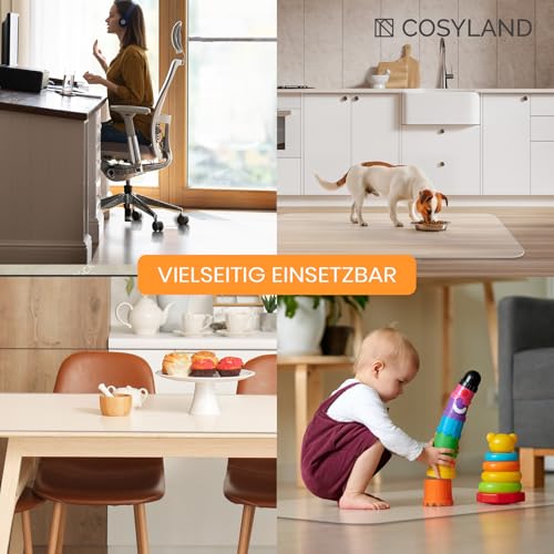 COSYLAND Bodenschutzmatte Bürostuhl Transparent 90x120 cm – rutschfeste Unterlage für Hartboden, Schreibtischstuhl Unterlage klar, Nicht für Teppich geeignet
