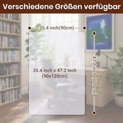 COSYLAND Bodenschutzmatte Bürostuhl Transparent 90x120 cm – rutschfeste Unterlage für Hartboden, Schreibtischstuhl Unterlage klar, Nicht für Teppich geeignet