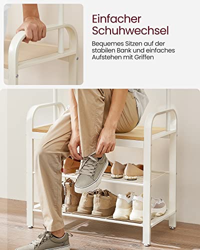 VASAGLE Garderobenständer Garderobe mit Schuhbank, 4-in-1 Design