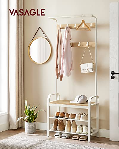 VASAGLE Garderobenständer Garderobe mit Schuhbank, 4-in-1 Design