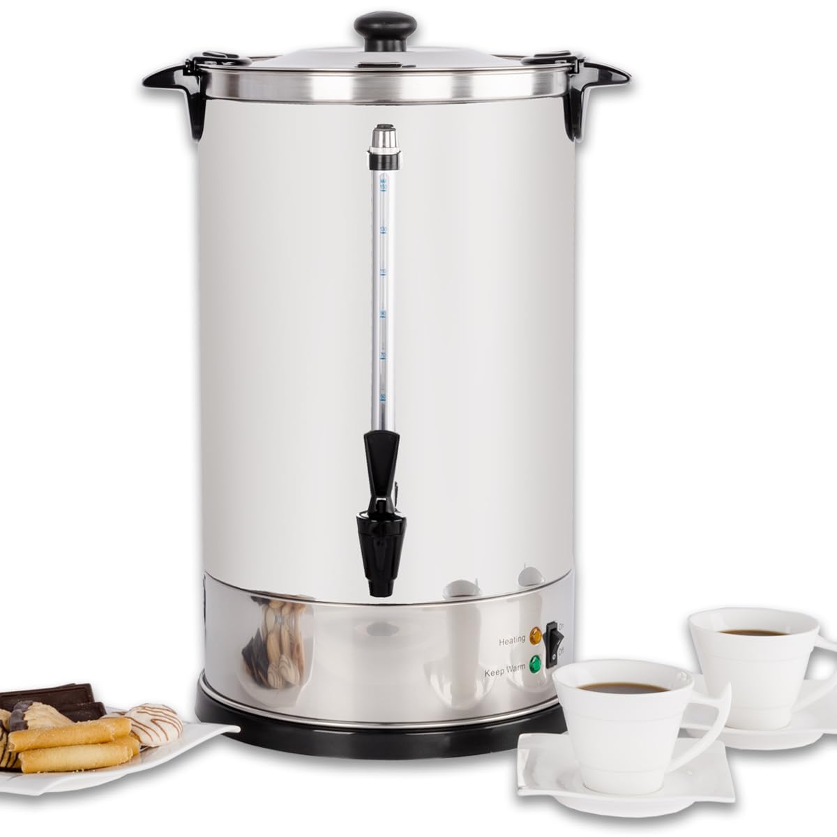 Beeketal 'BGK16' Gastro Rundfilter Kaffeemaschine 16 Liter, Edelstahl Filterkaffeemaschine doppelwandig mit 2 Heizsystemen (Brühen/Warmhalten), Füllstandsanzeiger und rosftreiem Permanent-Filter