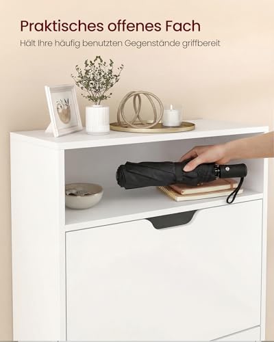 VASAGLE Schuhschrank, 2 Klappen, für 10-12 Paar Schuhe, 24 x 60 x 102 cm