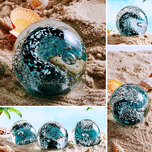 EUSTUMA Handgeblasene Glasfiguren Kugel Ozeanwellen, Glaskugel als Briefbeschwerer, Heimdekoration Sammlerstück, Aquariumdekoration, Bürodekoration für Ozeanliebhaber