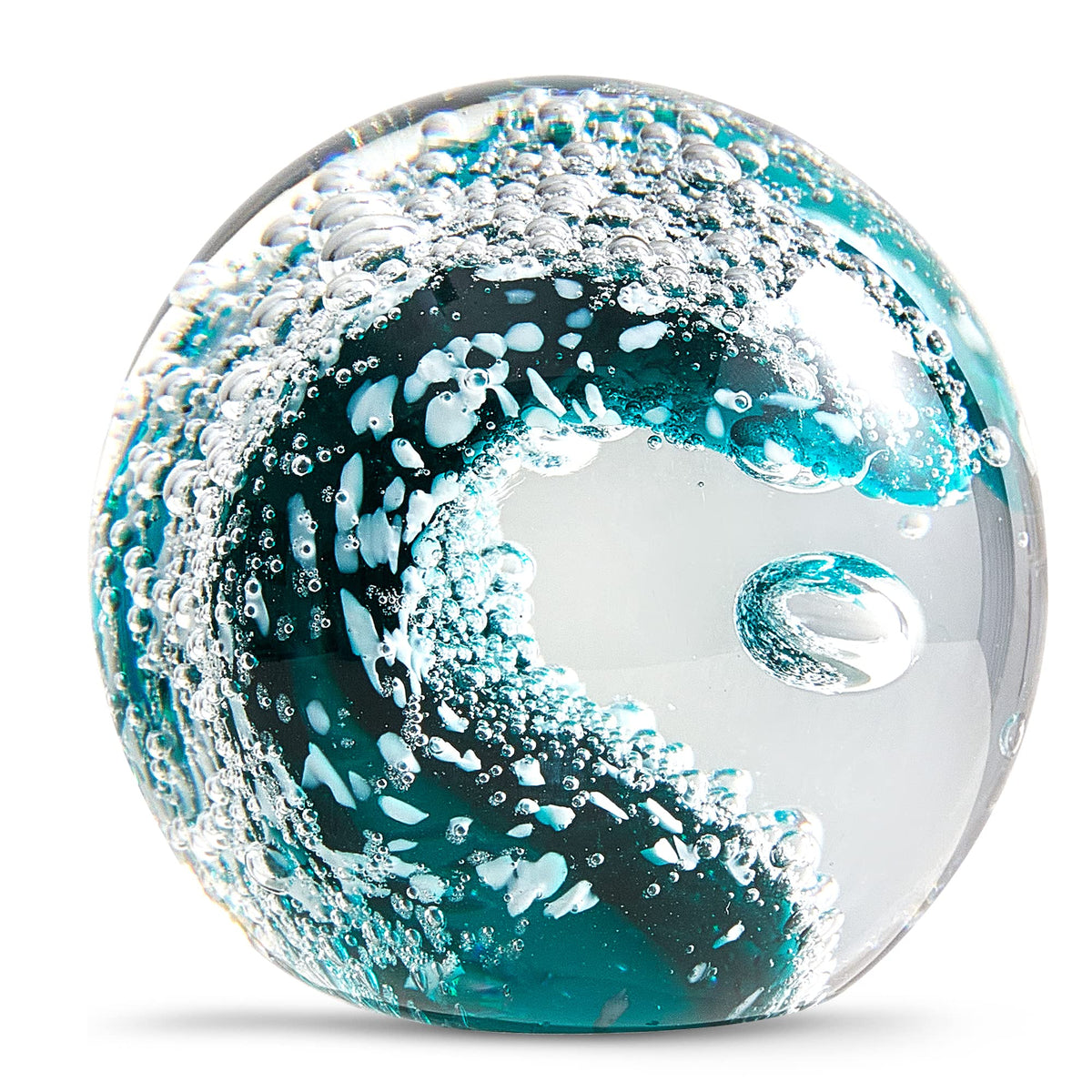 EUSTUMA Handgeblasene Glasfiguren Kugel Ozeanwellen, Glaskugel als Briefbeschwerer, Heimdekoration Sammlerstück, Aquariumdekoration, Bürodekoration für Ozeanliebhaber
