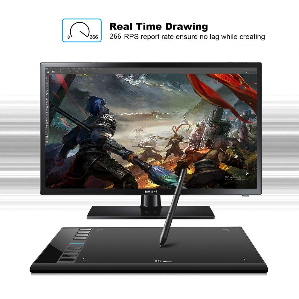 UGEE M708 Grafiktablett,8192 Pressure Pen Stylus,8 Hotkeys,10 * 6 Zoll Zeichentablett für Künstler,Zeichenblock für Win11/10/8/7,Mac OS,Chromebook für Digital Artist,Designer,Amateur