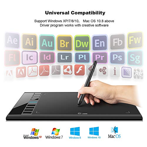 UGEE M708 Grafiktablett,8192 Pressure Pen Stylus,8 Hotkeys,10 * 6 Zoll Zeichentablett für Künstler,Zeichenblock für Win11/10/8/7,Mac OS,Chromebook für Digital Artist,Designer,Amateur