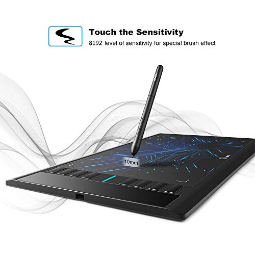 UGEE M708 Grafiktablett,8192 Pressure Pen Stylus,8 Hotkeys,10 * 6 Zoll Zeichentablett für Künstler,Zeichenblock für Win11/10/8/7,Mac OS,Chromebook für Digital Artist,Designer,Amateur
