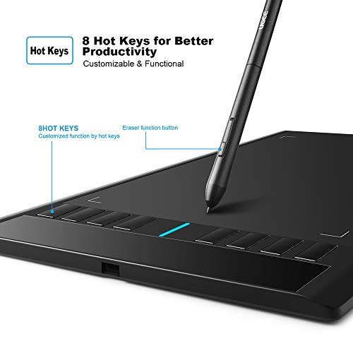 UGEE M708 Grafiktablett,8192 Pressure Pen Stylus,8 Hotkeys,10 * 6 Zoll Zeichentablett für Künstler,Zeichenblock für Win11/10/8/7,Mac OS,Chromebook für Digital Artist,Designer,Amateur