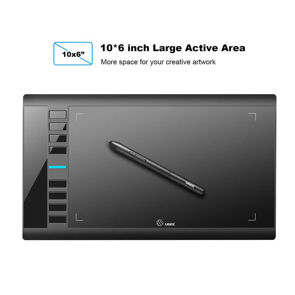 UGEE M708 Grafiktablett,8192 Pressure Pen Stylus,8 Hotkeys,10 * 6 Zoll Zeichentablett für Künstler,Zeichenblock für Win11/10/8/7,Mac OS,Chromebook für Digital Artist,Designer,Amateur
