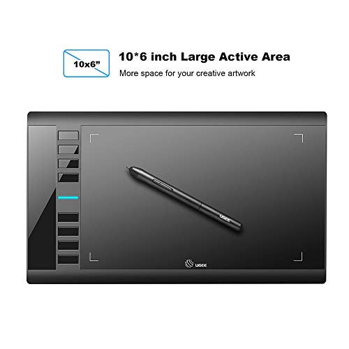 UGEE M708 Grafiktablett,8192 Pressure Pen Stylus,8 Hotkeys,10 * 6 Zoll Zeichentablett für Künstler,Zeichenblock für Win11/10/8/7,Mac OS,Chromebook für Digital Artist,Designer,Amateur
