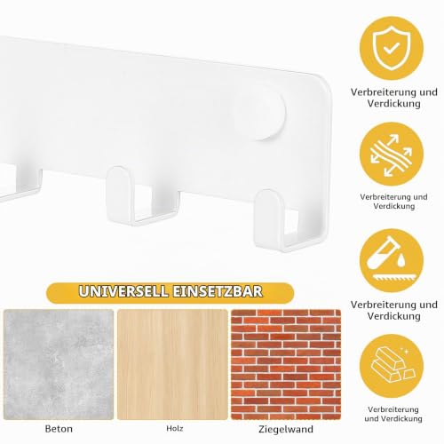 1 x Schlüsselbrett mit 10 Haken, Weiß Schlüsselhalter für Wandhaken, Schlüsselhaken, Schlüsselboard, Schlüsselleiste für Küche Schlafzimmer Wohnzimmer Badezimmer Schlüssel Wandlagerung Organizer