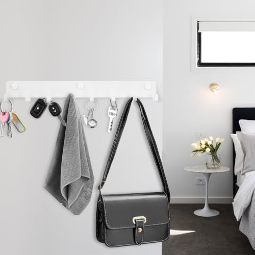 1 x Schlüsselbrett mit 10 Haken, Weiß Schlüsselhalter für Wandhaken, Schlüsselhaken, Schlüsselboard, Schlüsselleiste für Küche Schlafzimmer Wohnzimmer Badezimmer Schlüssel Wandlagerung Organizer