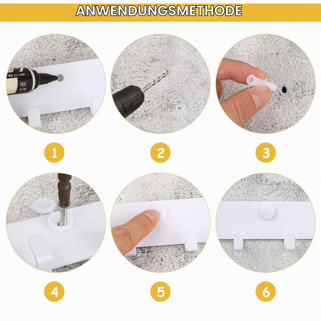 1 x Schlüsselbrett mit 10 Haken, Weiß Schlüsselhalter für Wandhaken, Schlüsselhaken, Schlüsselboard, Schlüsselleiste für Küche Schlafzimmer Wohnzimmer Badezimmer Schlüssel Wandlagerung Organizer