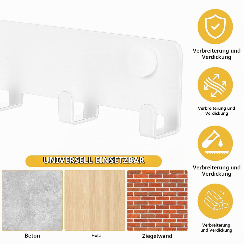 1 x Schlüsselbrett mit 10 Haken, Weiß Schlüsselhalter für Wandhaken, Schlüsselhaken, Schlüsselboard, Schlüsselleiste für Küche Schlafzimmer Wohnzimmer Badezimmer Schlüssel Wandlagerung Organizer
