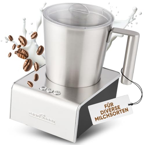 ProfiCook® Milchaufschäumer mit Heiß- und Kaltfunktion | Milchaufschäumer elektrisch mit 6 Funktionen | Milchschäumer für div. Milchsorten geeignet | ca. 500ml Schaum | Edelstahlgehäuse | PC-MS 1032