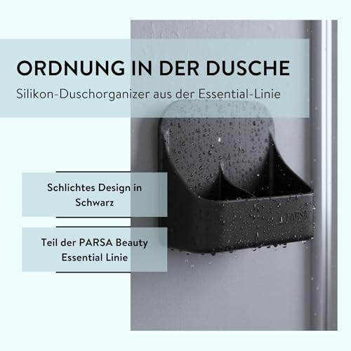 PARSA BEAUTY Silikon Duschablage Organizer schwarz, selbstklebend
