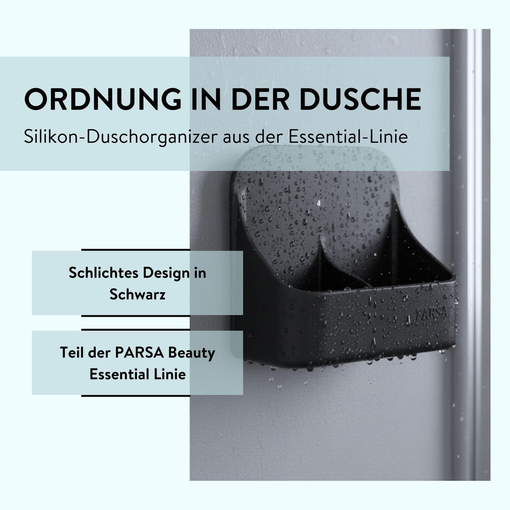 PARSA BEAUTY Silikon Duschablage Organizer schwarz, selbstklebend