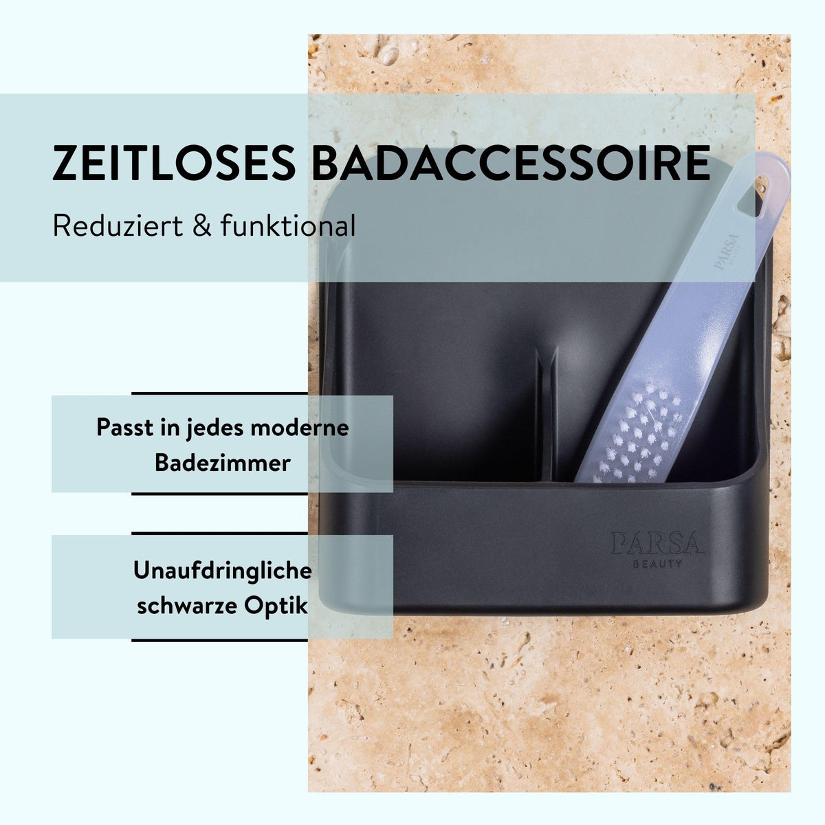 PARSA BEAUTY Silikon Duschablage Organizer schwarz, selbstklebend
