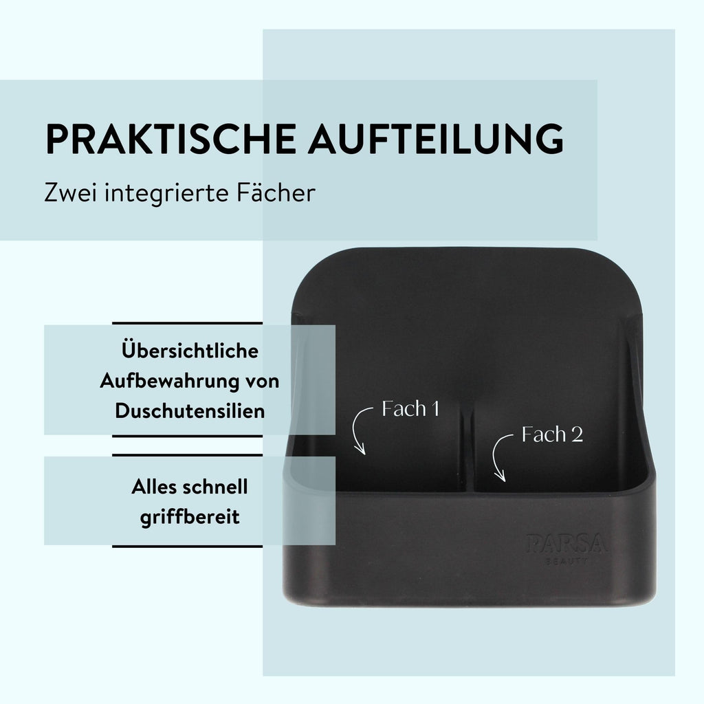 PARSA BEAUTY Silikon Duschablage Organizer schwarz, selbstklebend